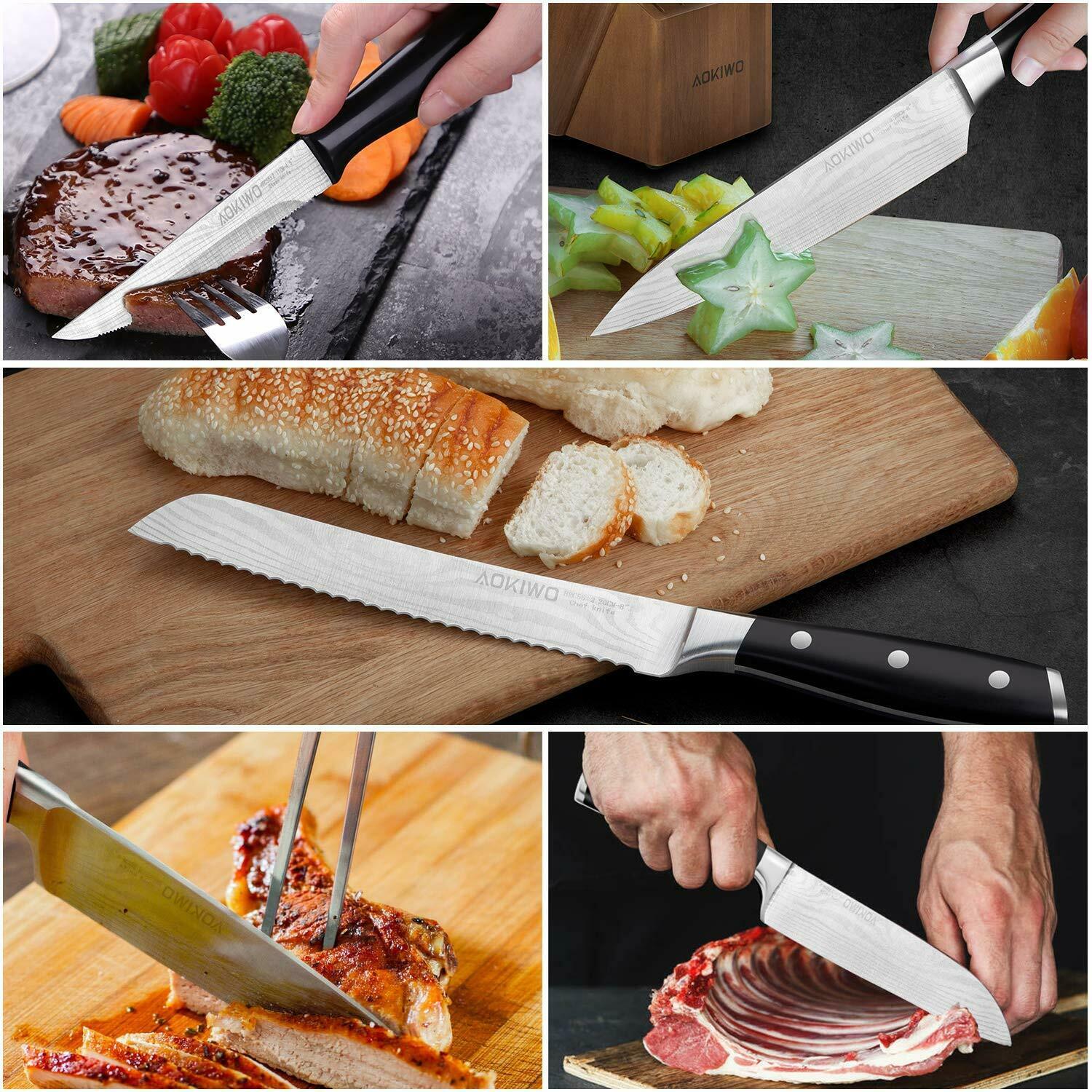 Knife Set, 21-Piece Kitchen Knife Set with Block Wooden German Stainless Steel - Fresh Stock Dated January 2026