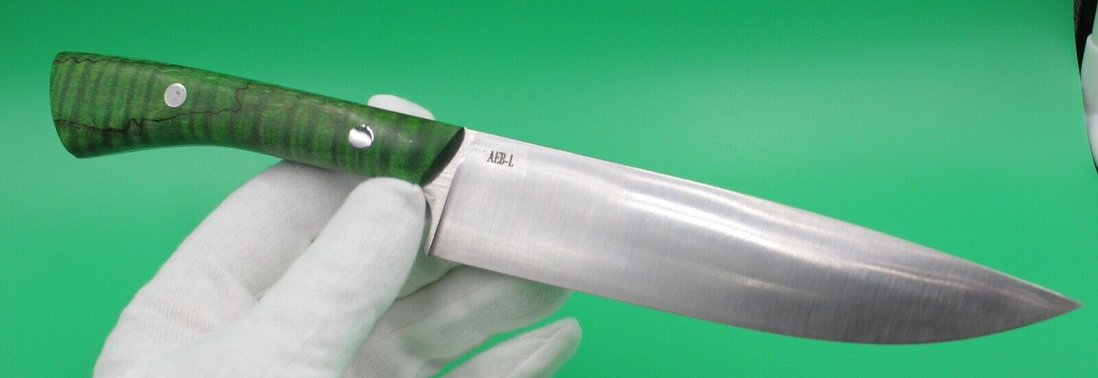 Emerald Utility - USA Made Custom Knives AEB-L Stainless Steel Dyed Curly Maple - Fresh Stock Dated January 2026