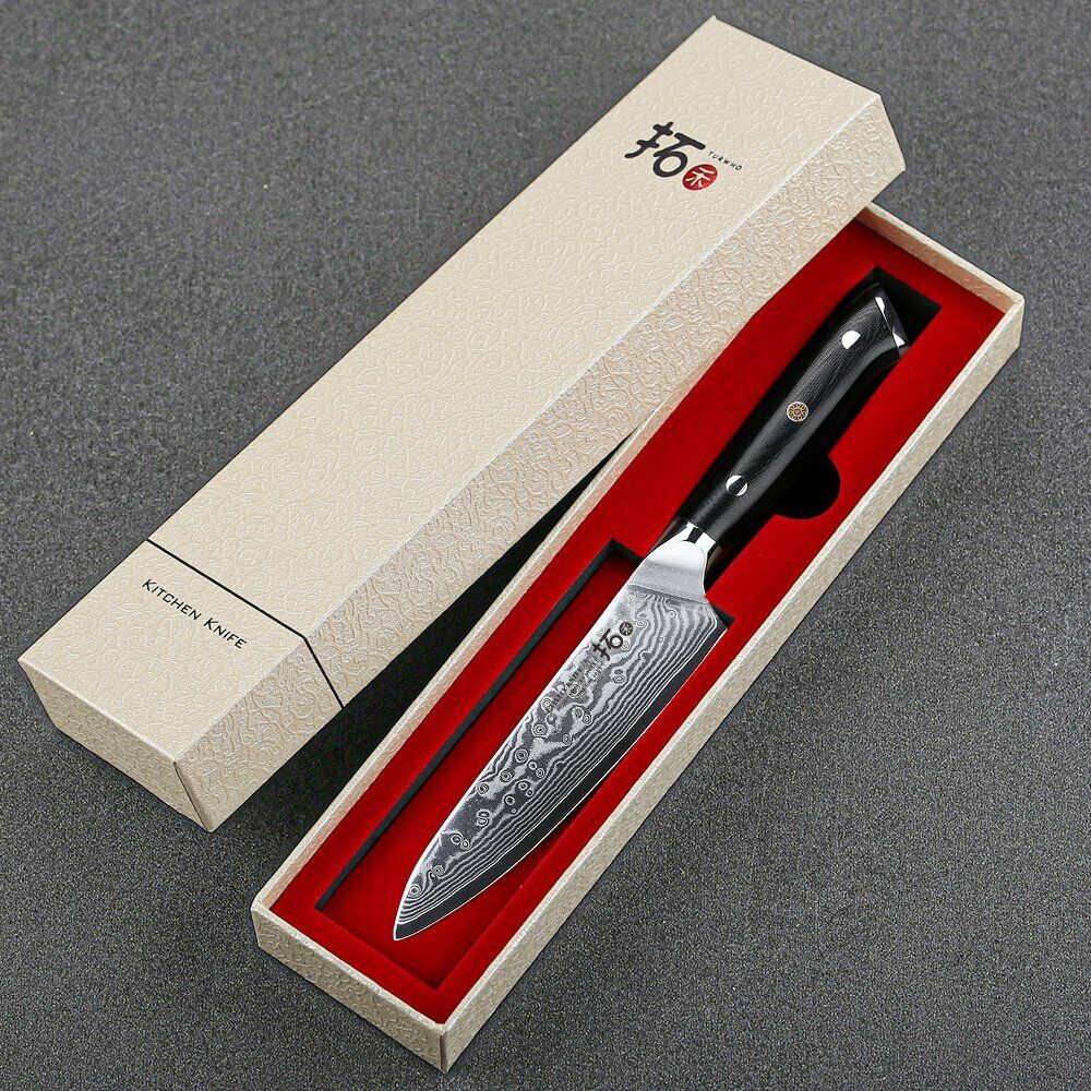 TURWHO 5inch Utility Knife Japanese VG10 Damascus Steel Kitchen Cooking Knife - Fresh Stock Dated February 2026
