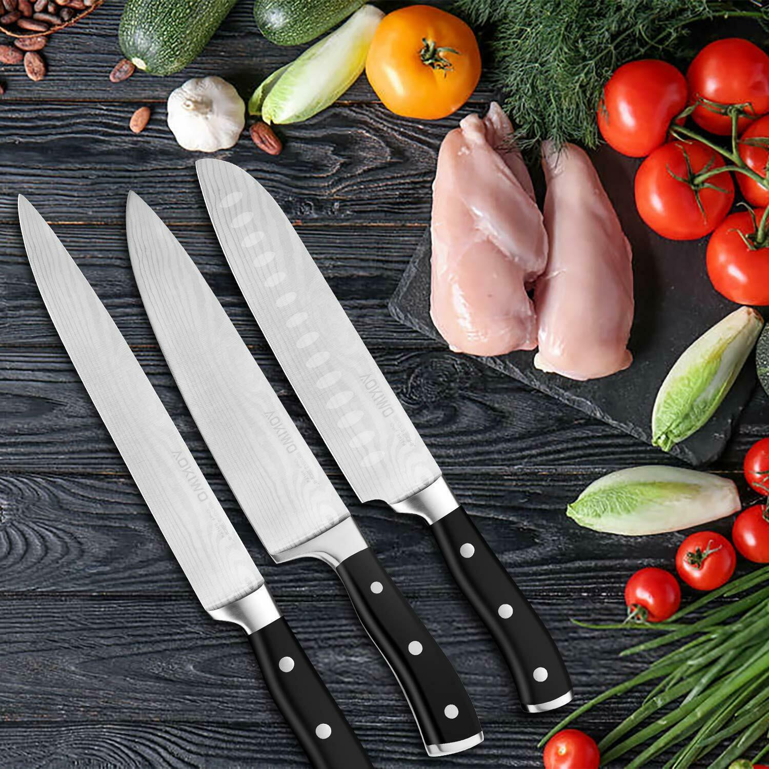 Knife Set, 21-Piece Kitchen Knife Set with Block Wooden German Stainless Steel - Fresh Stock Dated January 2026