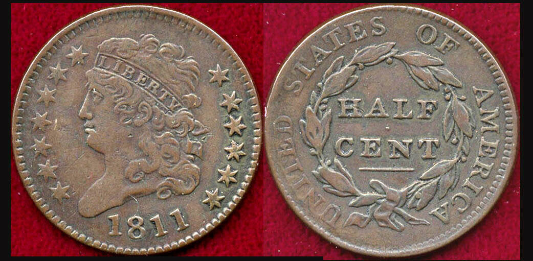 RARE LOT OF 6 HALF CENT 1793(1)PCGS VF35-1795(2)-1797(1)-1802(1)-1811(1) BEST &S - Fresh Stock Dated December 2025