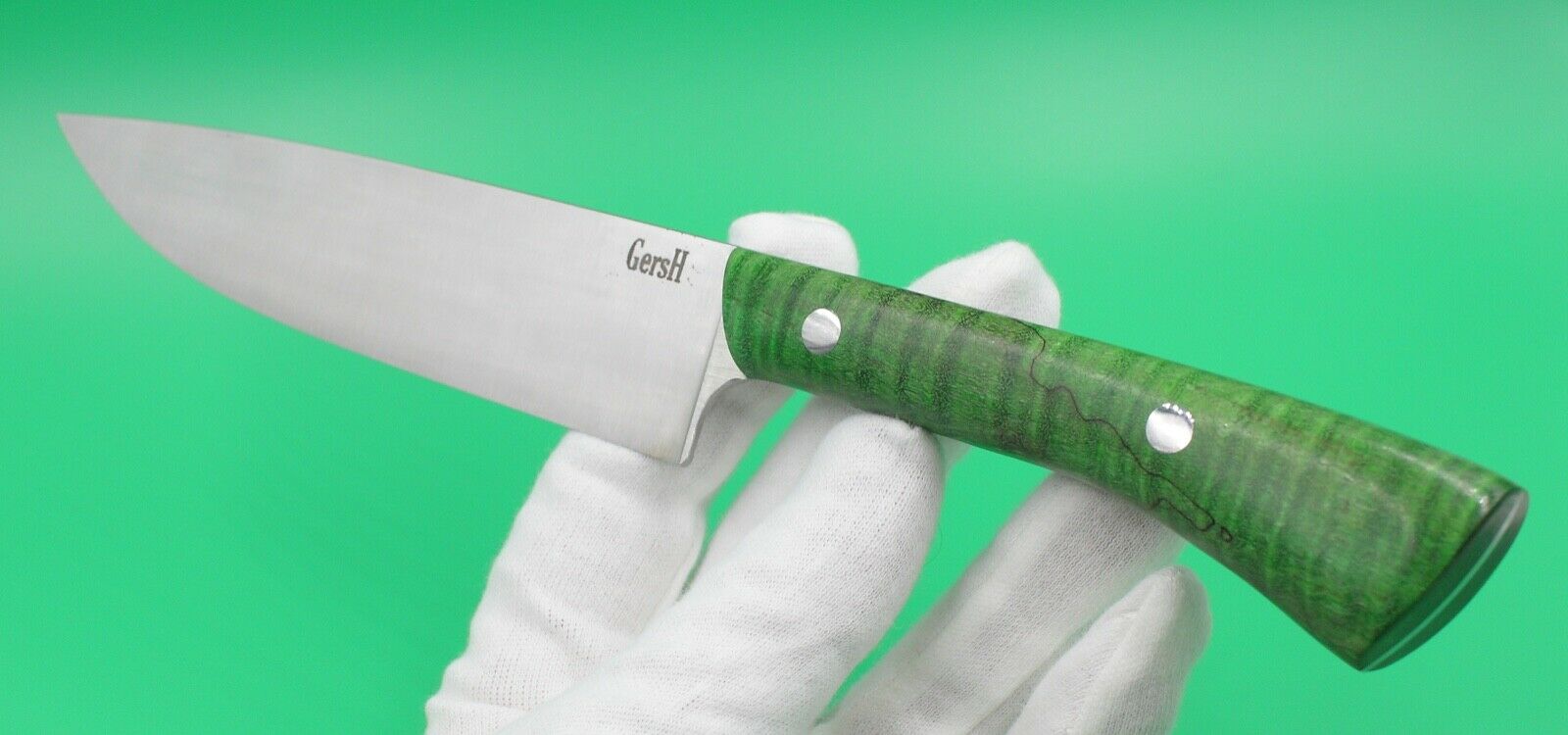 Emerald Utility - USA Made Custom Knives AEB-L Stainless Steel Dyed Curly Maple - Fresh Stock Dated January 2026