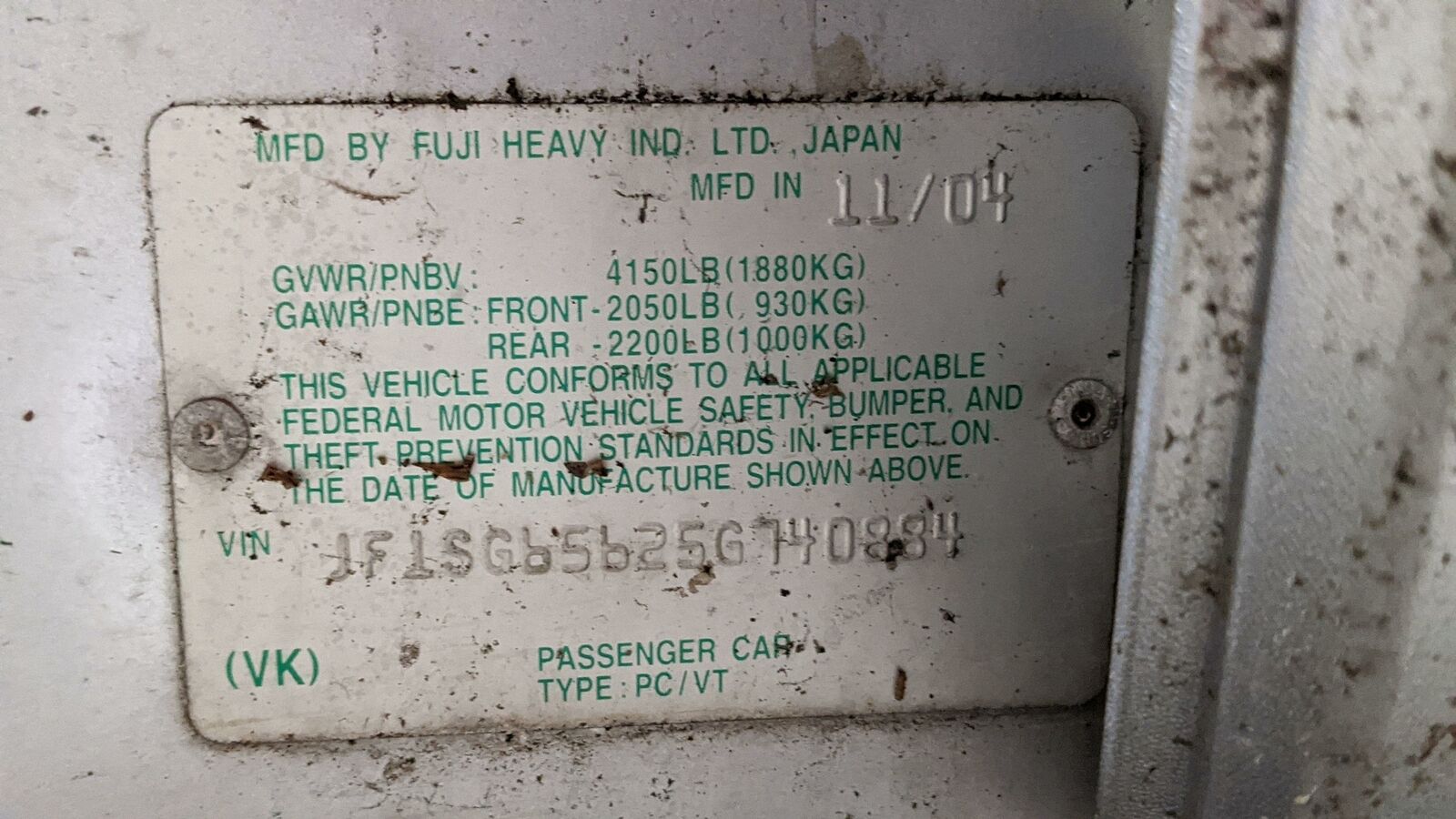 2005 SUBARU FORESTER 5-SPEED MANUAL AWD TRANSMISSION WITH 111K MILES - Fresh Stock Dated January 2026