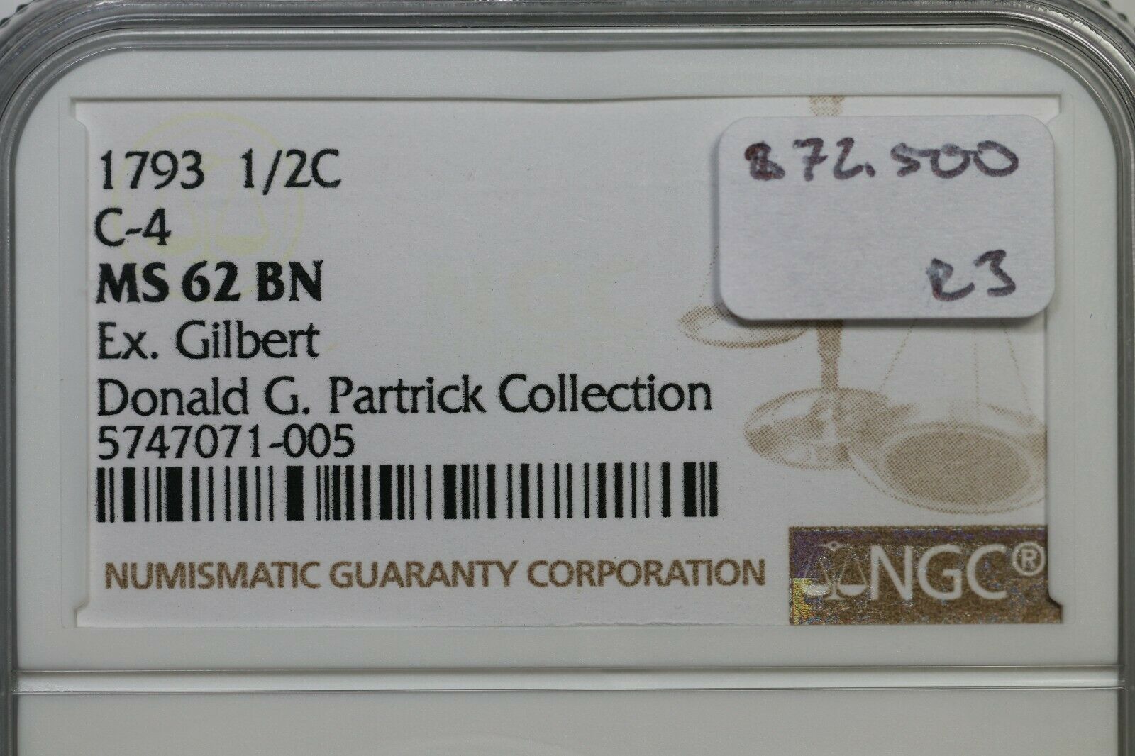 1793 C-4 R-3 NGC MS 62 BN Liberty Cap Half Cent Coin 1/2c - Fresh Stock Dated December 2025