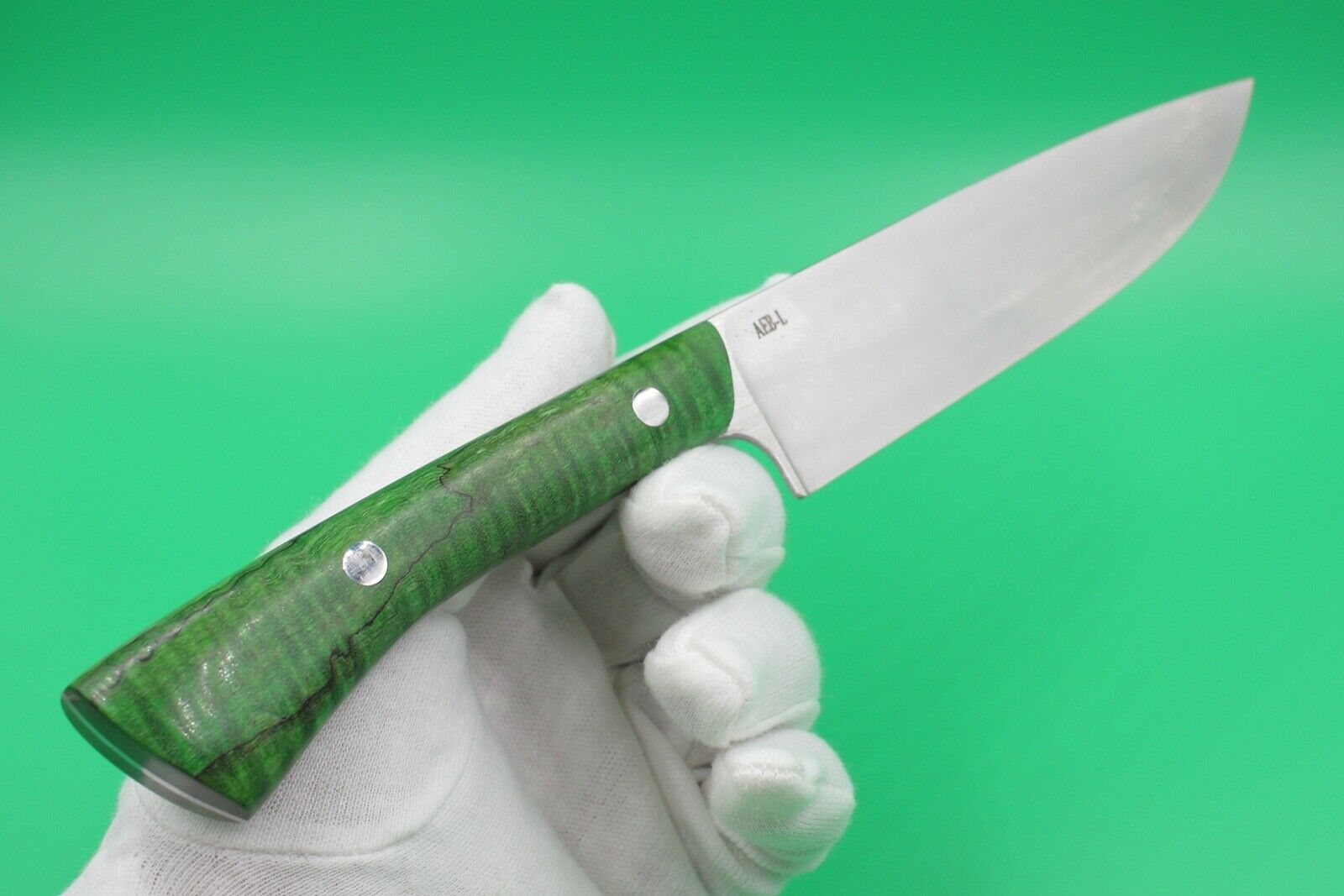 Emerald Utility - USA Made Custom Knives AEB-L Stainless Steel Dyed Curly Maple - Fresh Stock Dated January 2026