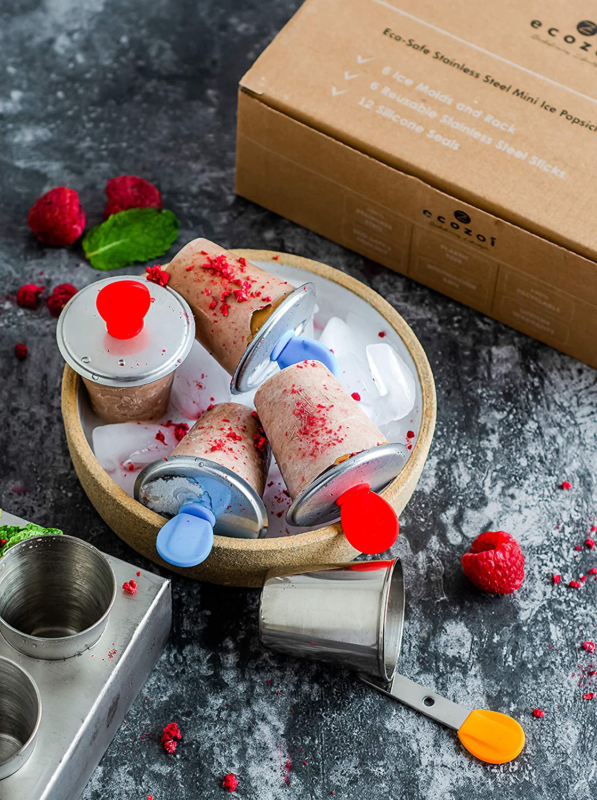 Stainless Steel Ice Popsicle Molds And Rack - 6 Round With Steel Sticks Mini - Fresh Stock Dated February 2026