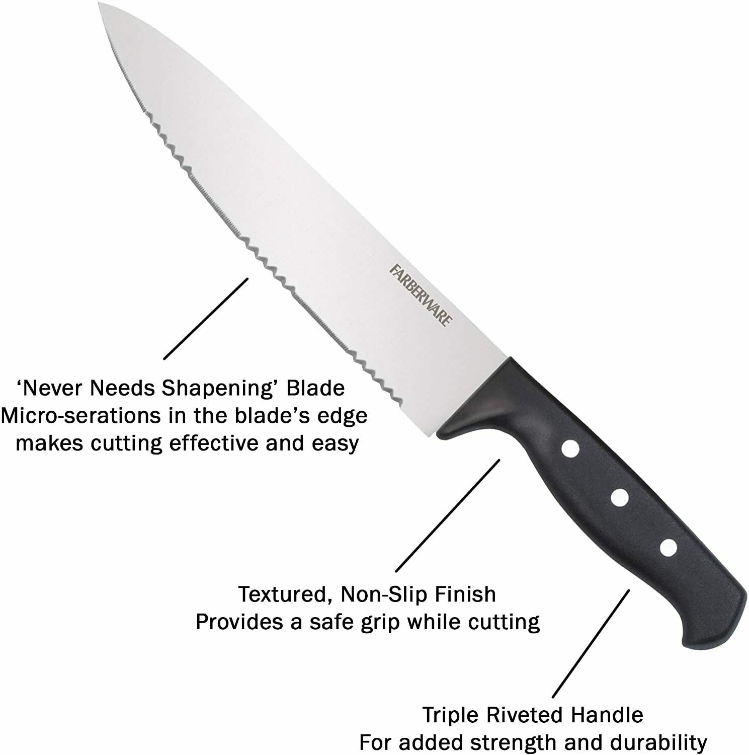 Chef Knife Set Stainless Steel High Carbon With Wood Block Kitchen Steak Cutlery - Fresh Stock Dated January 2026