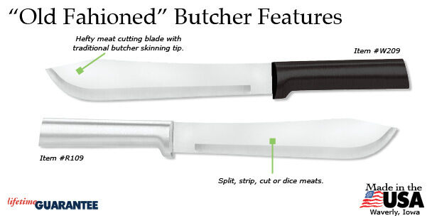 Rada R109 Ole Fashion Butcher Knife American made kitchen cutlery Left/R handed - Fresh Stock Dated January 2026