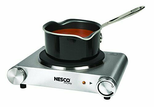 Nesco SB-01 Stainless Steel Electric Burner, 1500-watt, standard, Silver - Fresh Stock Dated February 2026