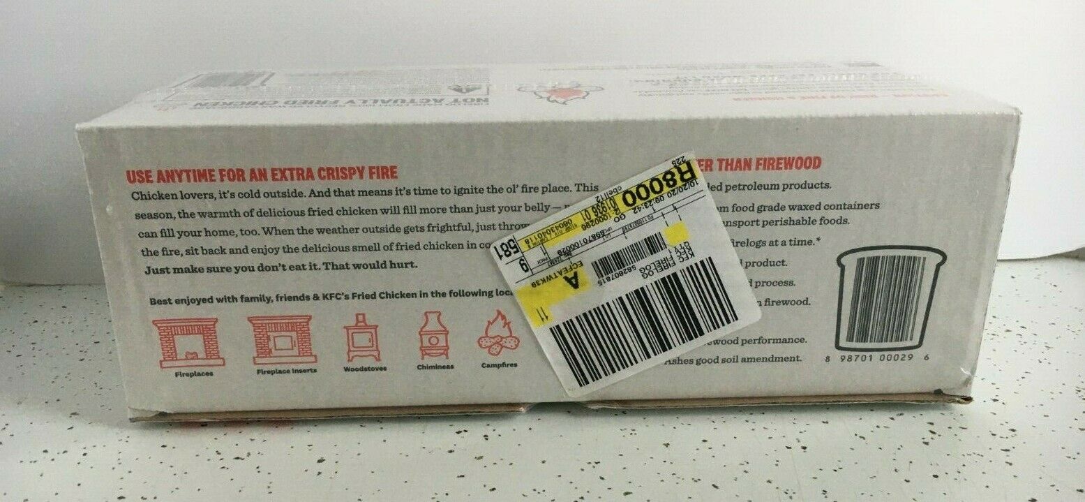 New Sealed KFC Enviro-Log Fried Chicken Scented Fire Log - Fresh Stock Dated December 2025