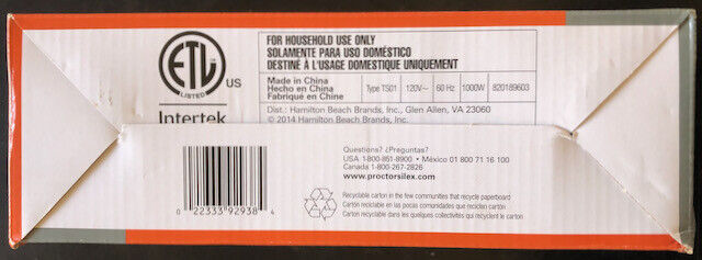 New PROCTOR SILEX Electric Single Burner Adj. Temp. Hot Plate 1000W Fifth Burner - Fresh Stock Dated February 2026