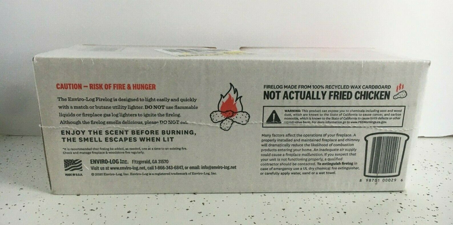 New Sealed KFC Enviro-Log Fried Chicken Scented Fire Log - Fresh Stock Dated December 2025