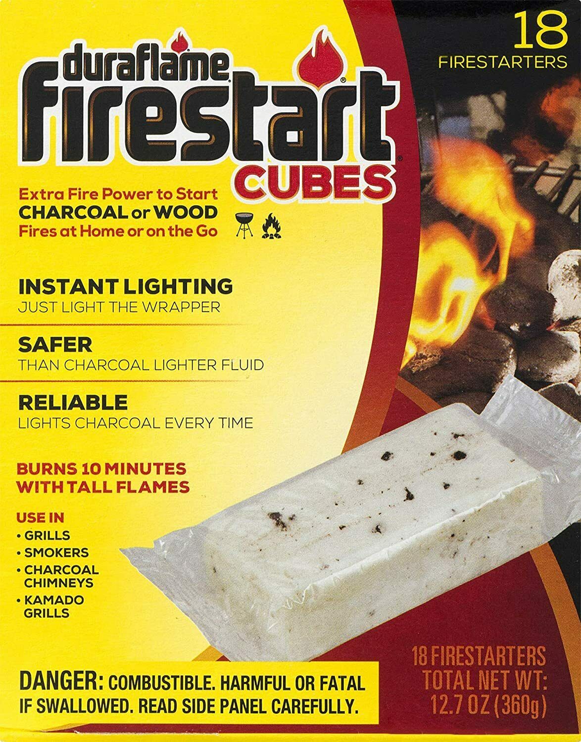 Duraflame Firestart Cubes 18 Pack, Fire Starters for Wood/Charcoal,Free Shipping - Fresh Stock Dated December 2025