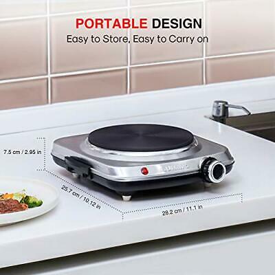 1500W Hot Plates for Cooking, Electric Single Burner with Handles, 6 Silver - Fresh Stock Dated February 2026