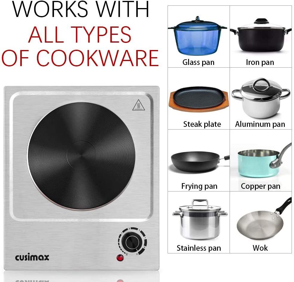 CUSIMAX 1500W CMHP-C150 Electric Portable Hot Plate Countertop Single Burner - Fresh Stock Dated February 2026