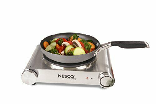 Nesco SB-01 Stainless Steel Electric Burner, 1500-watt, standard, Silver - Fresh Stock Dated February 2026