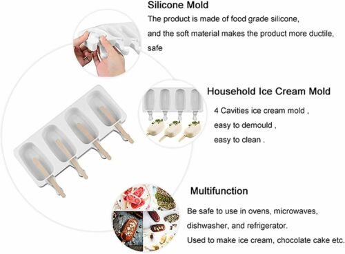 Cell Popsicle Molds Silicone DIY Frozen Ice Lolly Pop Maker & Wooden Sticks USA - Fresh Stock Dated February 2026