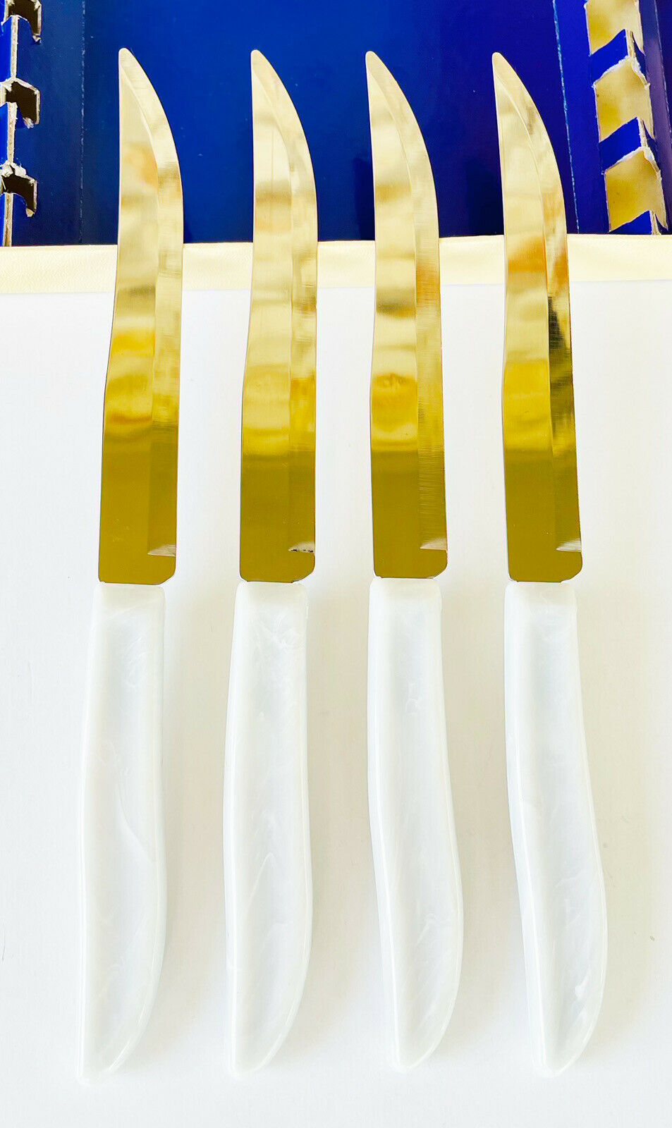 Vintage Quikut Hollow Ground Steak Knife Set of 4 Stainless Steel Tenite Handles - Fresh Stock Dated February 2026