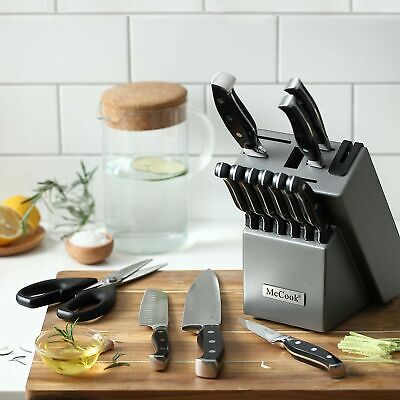 McCook MC25A Knife Sets,15 Pieces German Stainless Steel Kitchen Knife Block ... - Fresh Stock Dated January 2026