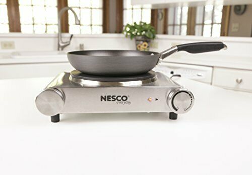 Nesco SB-01 Stainless Steel Electric Burner, 1500-watt, standard, Silver - Fresh Stock Dated February 2026