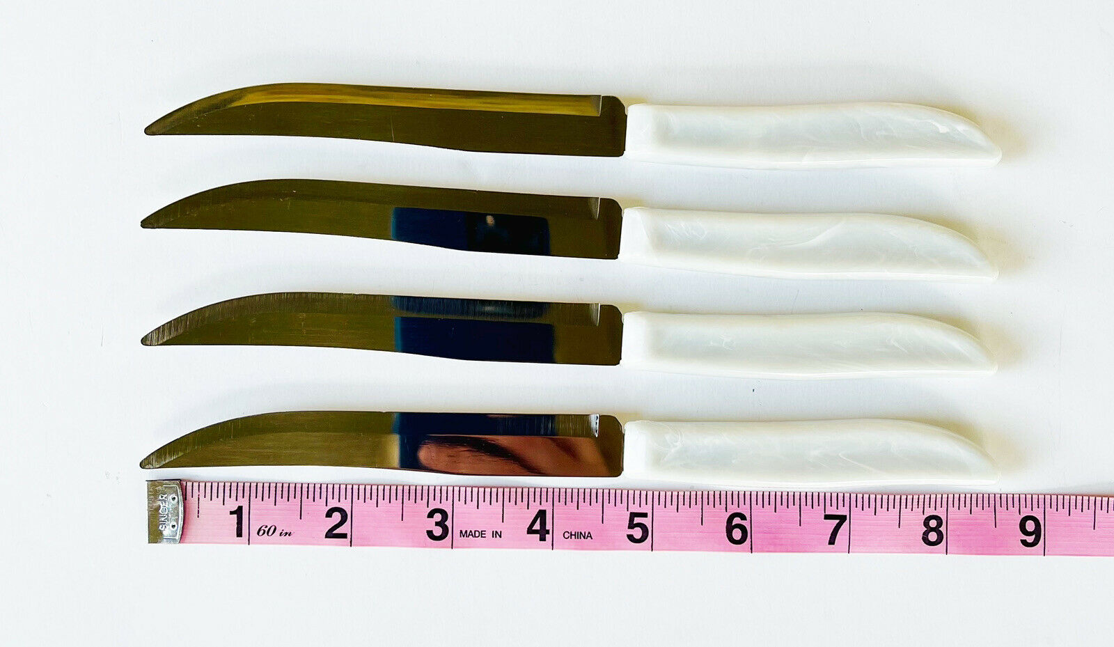 Vintage Quikut Hollow Ground Steak Knife Set of 4 Stainless Steel Tenite Handles - Fresh Stock Dated February 2026