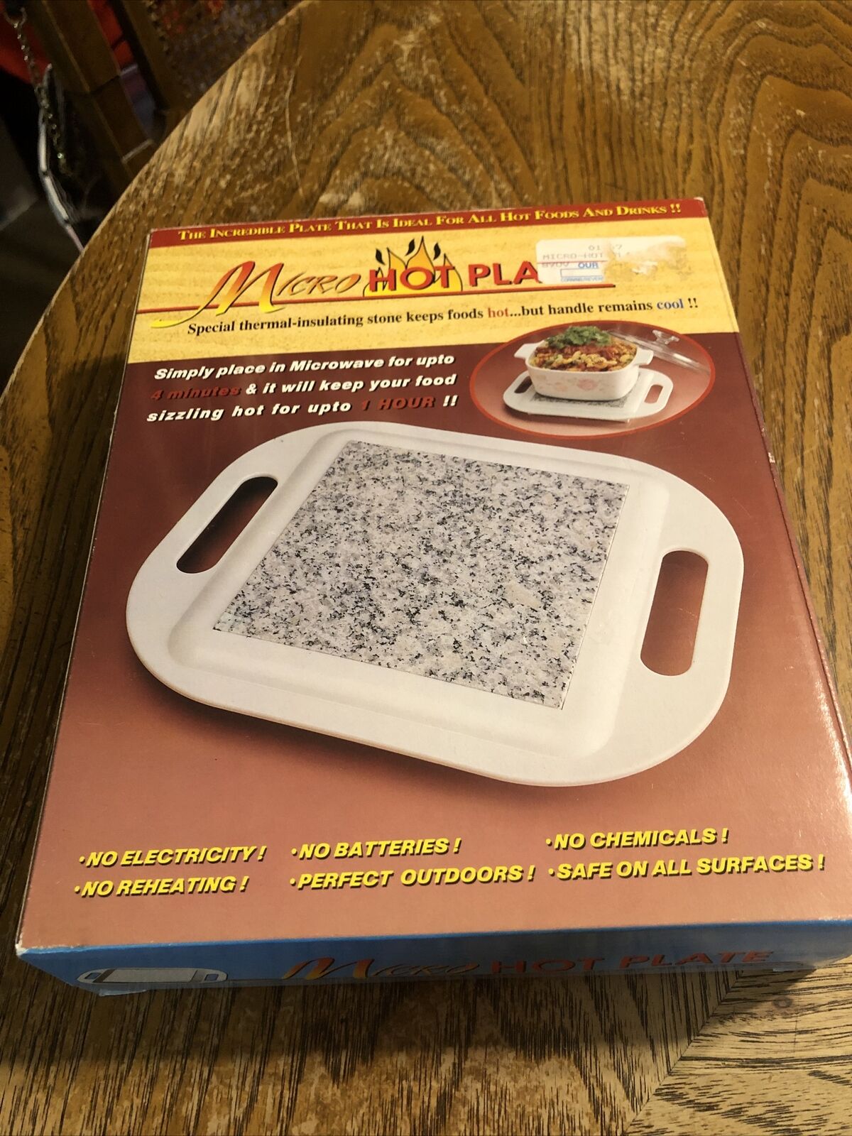 Micro Hot Plate Thermal Insulating Stone ~ Keeps Food Hot ~ Handles Stay Cool - Fresh Stock Dated February 2026