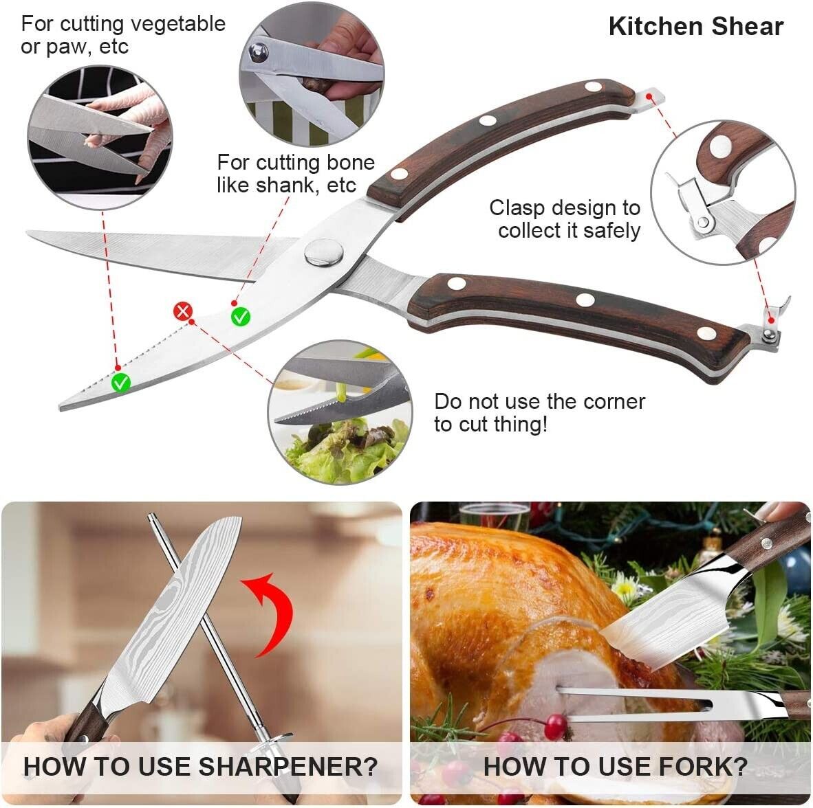 Knife Set, 21-Piece Kitchen Knife Set with Block Wooden German Stainless Steel - Fresh Stock Dated February 2026
