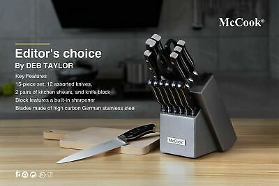 McCook MC25A Knife Sets,15 Pieces German Stainless Steel Kitchen Knife Block ... - Fresh Stock Dated January 2026