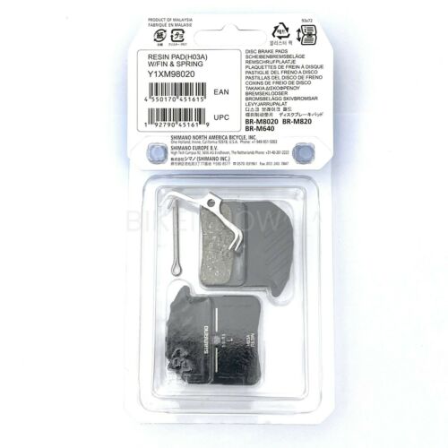 Shimano H03A Resin Disc Brake Pads w/ Ice-Tech Fin fits BR-M8020/M820 as H01A - Fresh Stock Dated December 2025