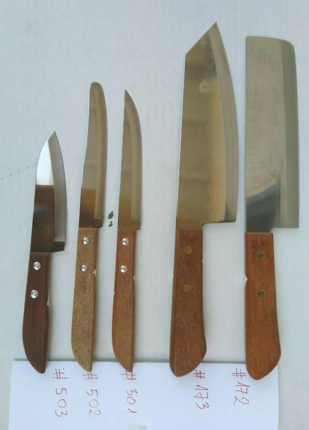 Set of 5 KIWI -Chef's Knife Cook Utility Knives 501, 502, 503, 172, 173 Thailand - Fresh Stock Dated January 2026