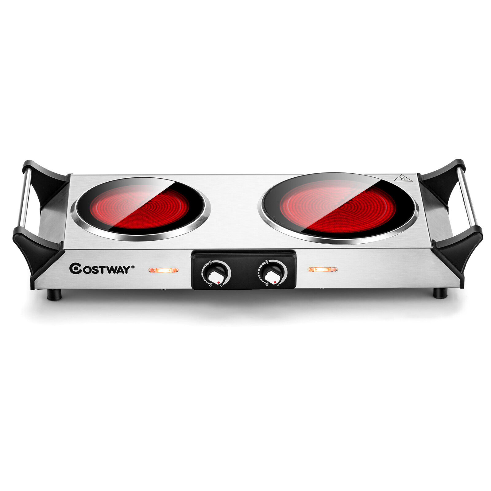 Costway Electric Hot Plate Ceramic Double Burner 1800W Infrared Cooktop Silver - Fresh Stock Dated February 2026