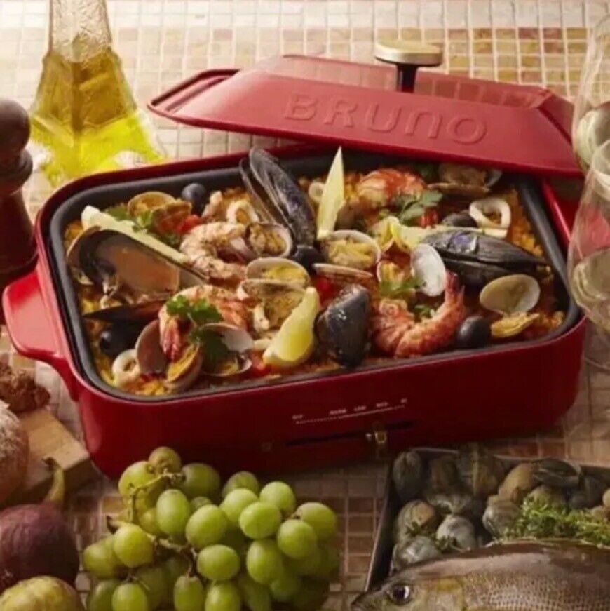 BRUNO Compact Hot Plate White BOE021-WH AC Grill Takoyaki Okonomiyaki 100w cook - Fresh Stock Dated February 2026