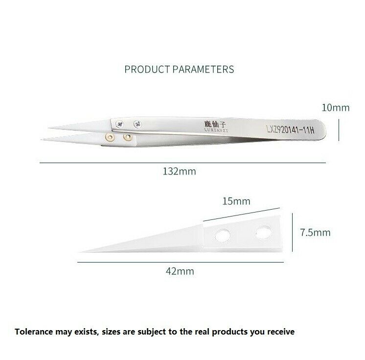 F27541 Steel Tweezer with Pointed Insulating Ceramics Tip for Watch Repair - Fresh Stock Dated December 2025