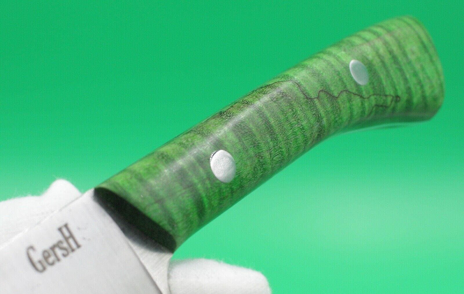 Emerald Utility - USA Made Custom Knives AEB-L Stainless Steel Dyed Curly Maple - Fresh Stock Dated January 2026