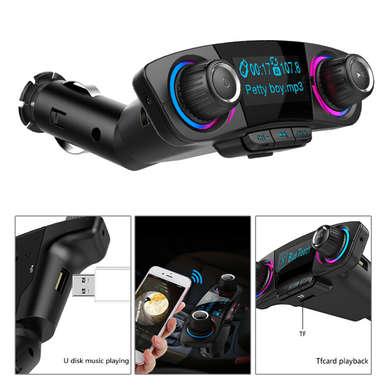 Bluetooth Car FM Transmitter MP3 Player Hands free Radio Adapter Kit USB Charger - Fresh Stock Dated December 2025