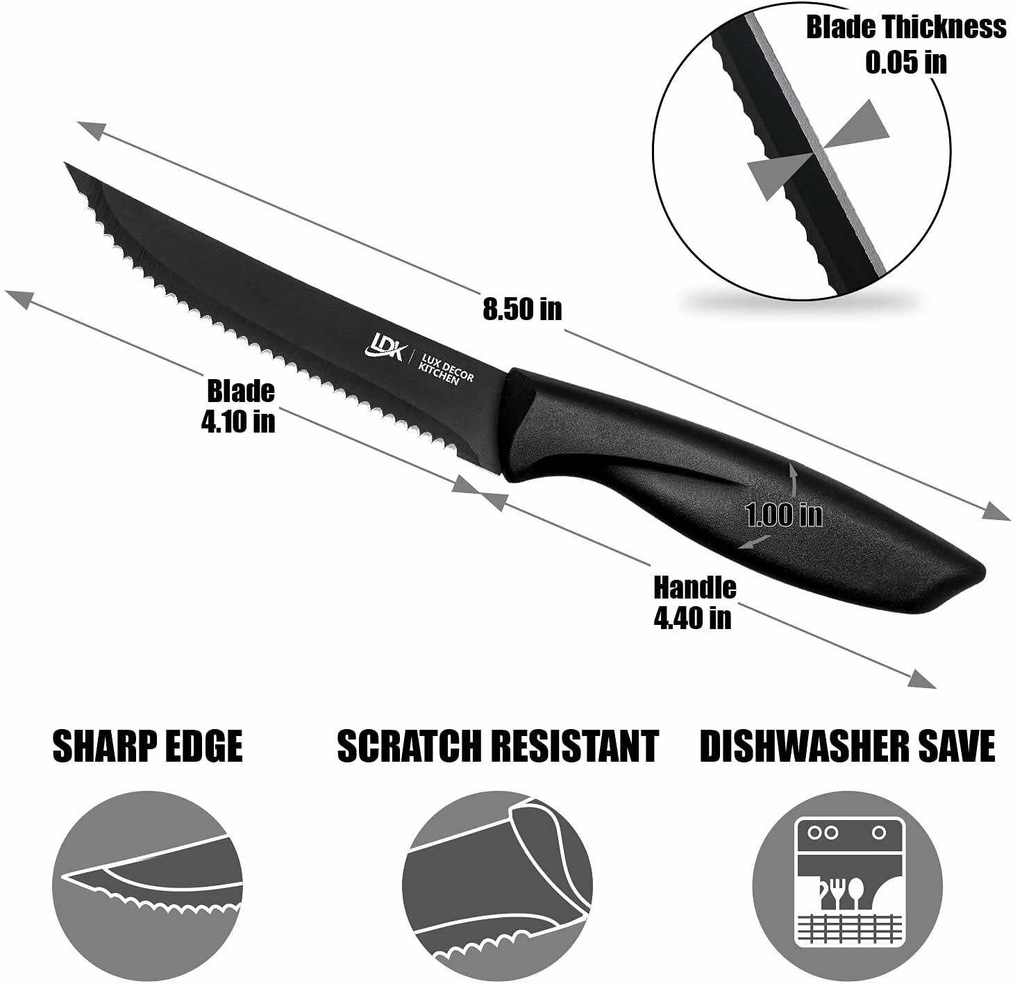 Professional 8 Piece Stainless Steel Steak Knife Sharp Chef Knives Kitchen Tool - Fresh Stock Dated January 2026