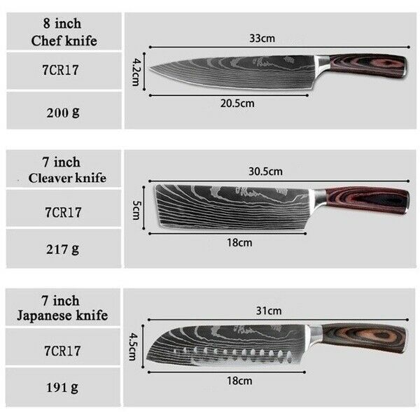 10 Pcs Kitchen Knife Set Stainless Steel Chef's Knives With Block And Sharpener - Fresh Stock Dated January 2026