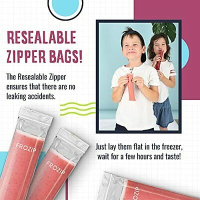 Frozip 125 Disposable Ice Popsicle Mold Bags| BPA Free Freezer Tubes W Zip Seals - Fresh Stock Dated February 2026