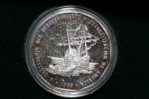 1989 Dominican Republic 500th Anniversary 1 Peso 999 Silver Coin Proof (NUM5958) - Fresh Stock Dated December 2025
