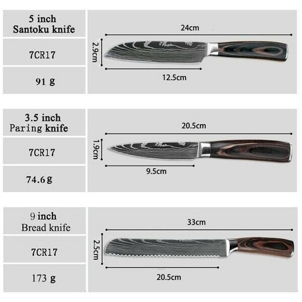 10 Pcs Kitchen Knife Set Stainless Steel Chef's Knives With Block And Sharpener - Fresh Stock Dated January 2026