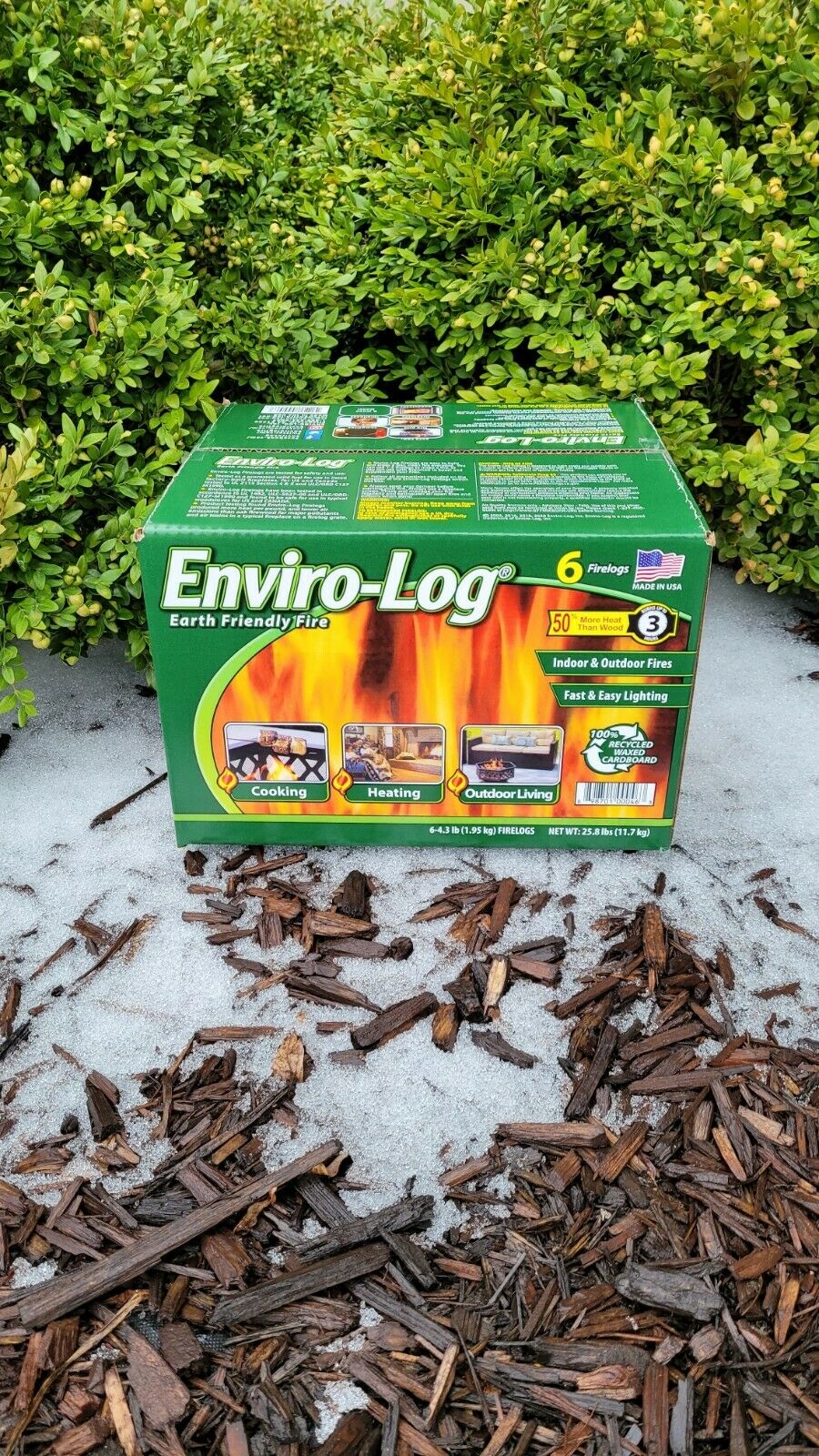 Enviro-Log Firelogs Earth Friendly 4.3 lb 6 Count Box 3 Hours Burn Free Shipping - Fresh Stock Dated December 2025