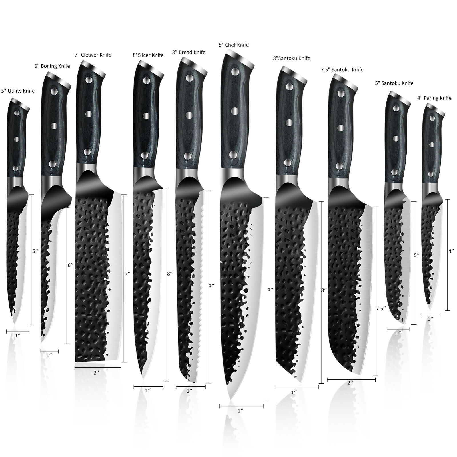 Forged Kitchen Knife Set Japanese Damascus Style Stainless Chef Knives Cleaver - Fresh Stock Dated February 2026