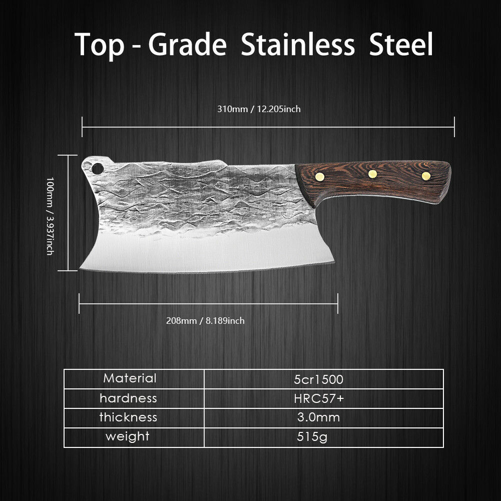 Handmade Forged Kitchen Knife Butcher Meat Cleaver Chef Knife High Carbon Steel - Fresh Stock Dated January 2026