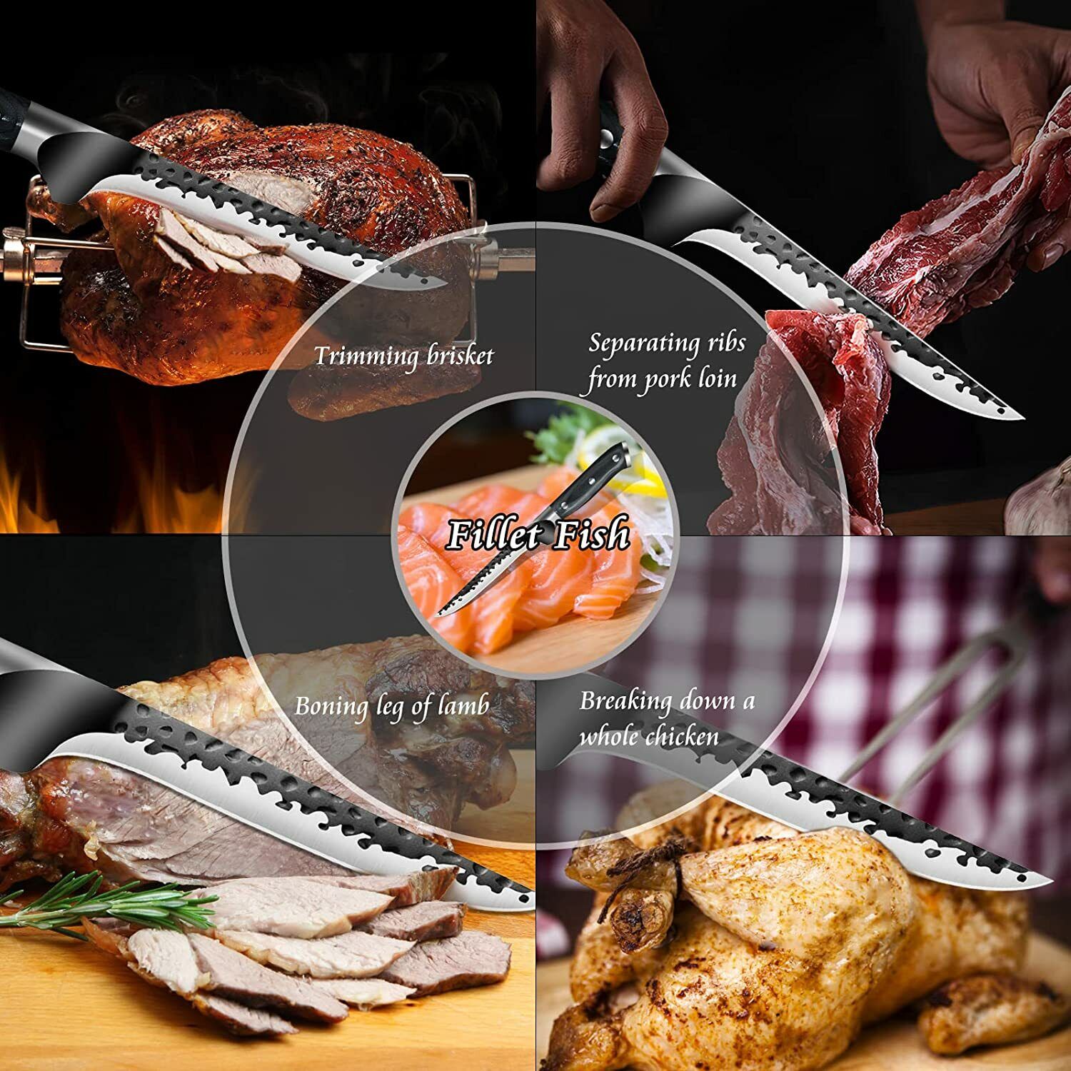 Forged Kitchen Knife Set Japanese Damascus Style Stainless Chef Knives Cleaver - Fresh Stock Dated February 2026