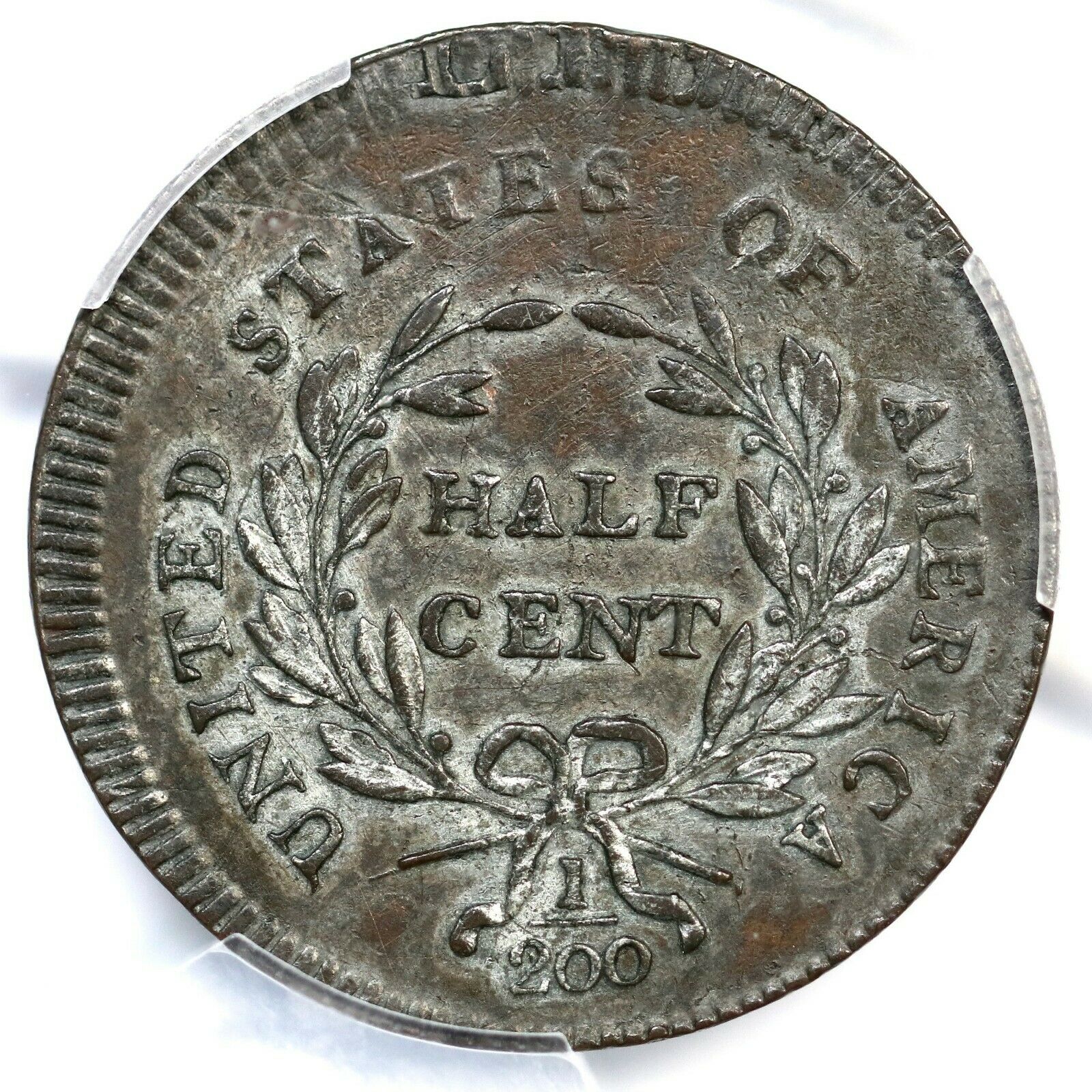 1795 C-6a R-2 PCGS AU 50 Plain Edge, No Pole Liberty Cap Half Cent Coin 1/2c - Fresh Stock Dated December 2025