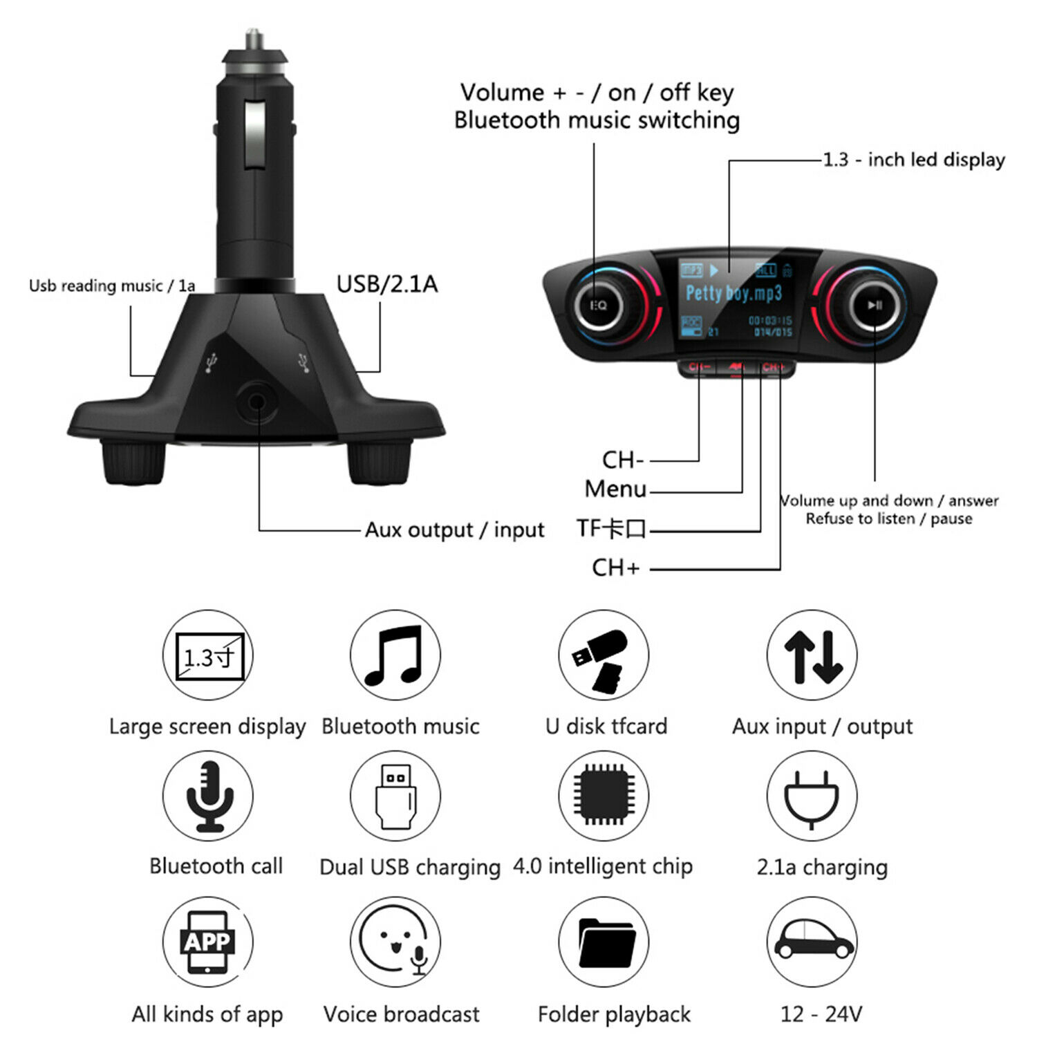 Bluetooth Car FM Transmitter MP3 Player Hands free Radio Adapter Kit USB Charger - Fresh Stock Dated December 2025