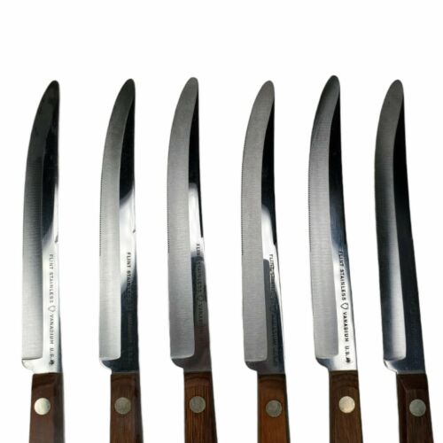 Vintage Ekco Flint Steak Knife Set Vanadium Wooden Wall Mount Block Stainless - Fresh Stock Dated January 2026