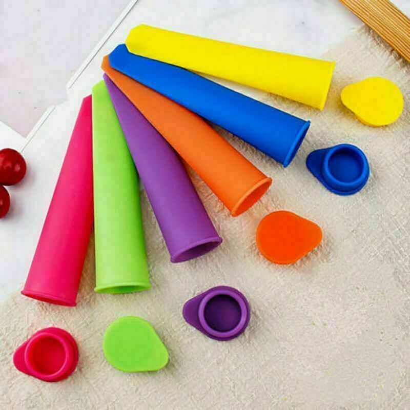6 Silicone Popsicle Mold ice Pop Maker Snack Ice Cream, Juice, Jello, - Fresh Stock Dated February 2026