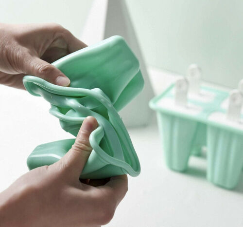 4 Silicone Ice Cream Mold DIY Frozen Dessert Juice Popsicle Maker Easy Release - Fresh Stock Dated February 2026