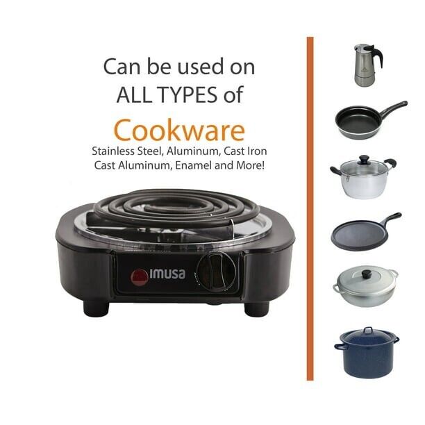 Best Portable Electric Single Burner Stove Hot Plate 1100W IMUSA USA For Kitchen - Fresh Stock Dated February 2026
